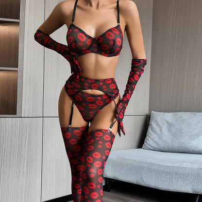 4-Piece Crown Pleasure Bra and Panty Set - S/M/L/XL/2XL-0